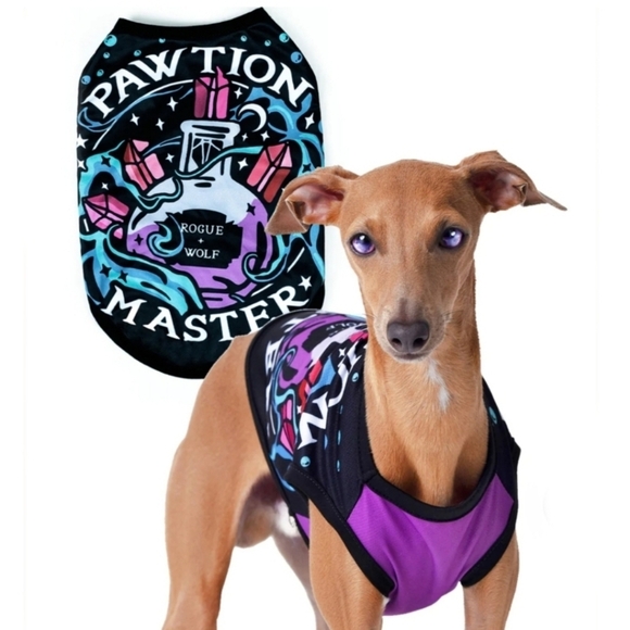 Rogue + Wolf ✦ “Pawtion Master” Pet Vest ✦ Magical Purple Vegan Pullover Tee - Picture 3 of 10